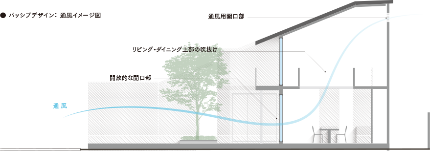 ●パッシブデザイン：通風イメージ図